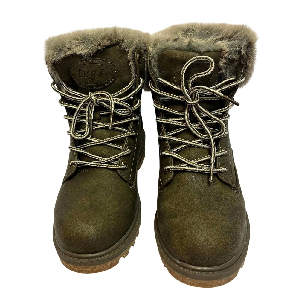 Lugz Empire Hi Fur Boots Womens 7 Woodland Green Faux Fur Memory Foam